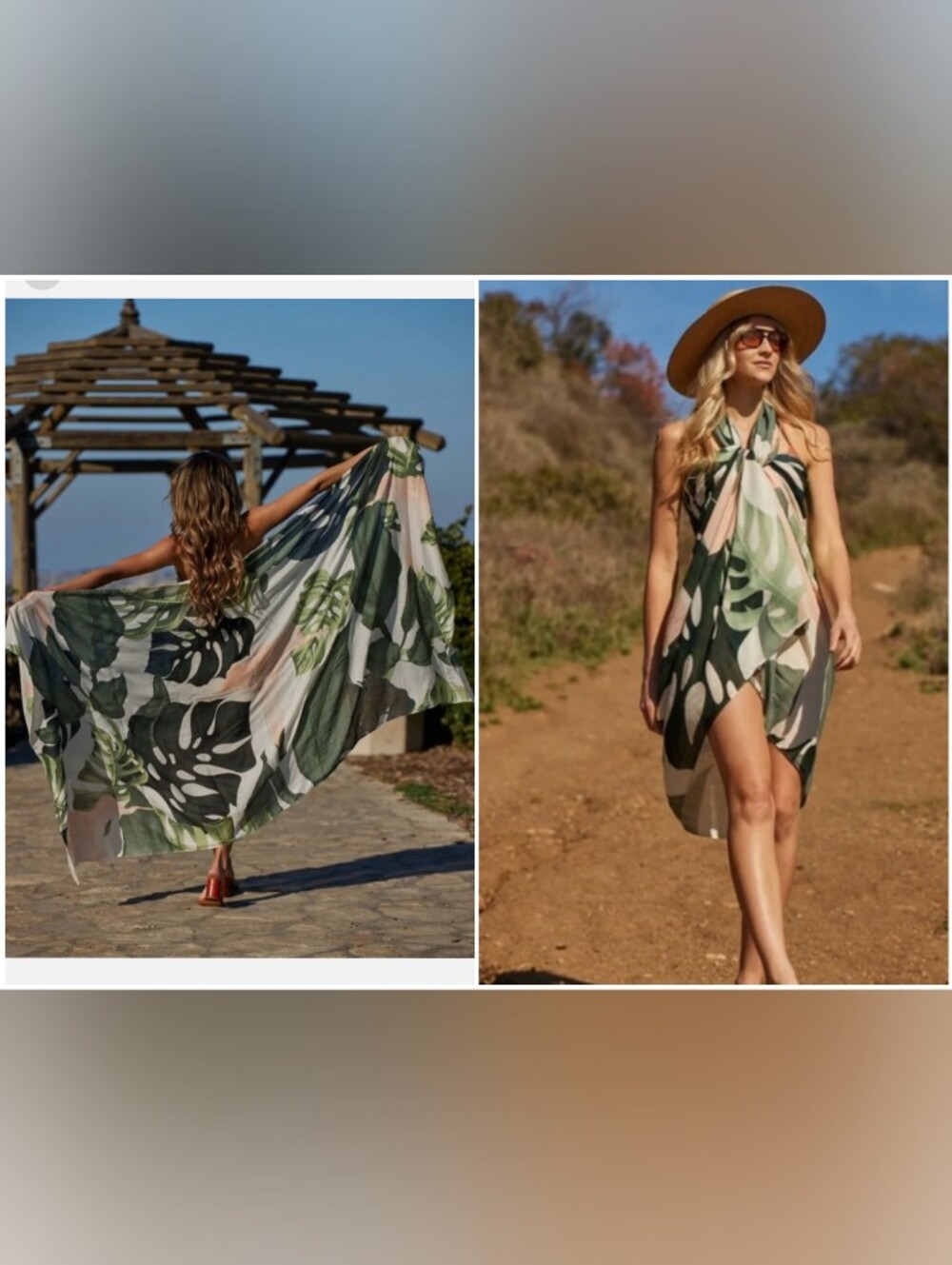 Virginia Wolf Tropical Leaf Print Beach Wrap
